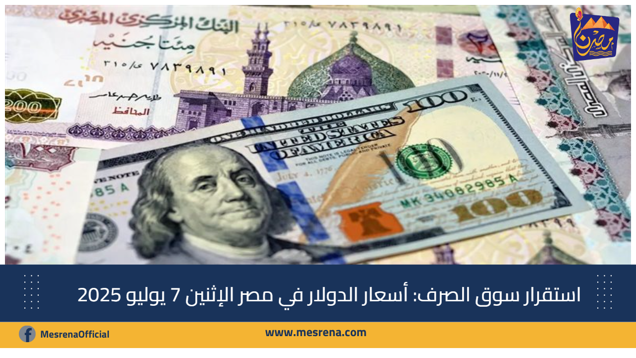 استقرار سوق الصرف: أسعار الدولار في مصر الإثنين 7 يوليو 2025
